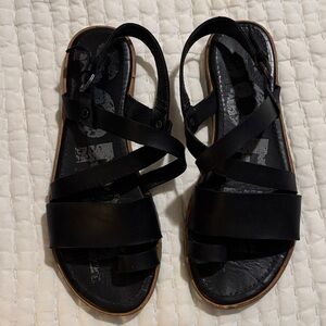 Sorel Black Leather Sandals